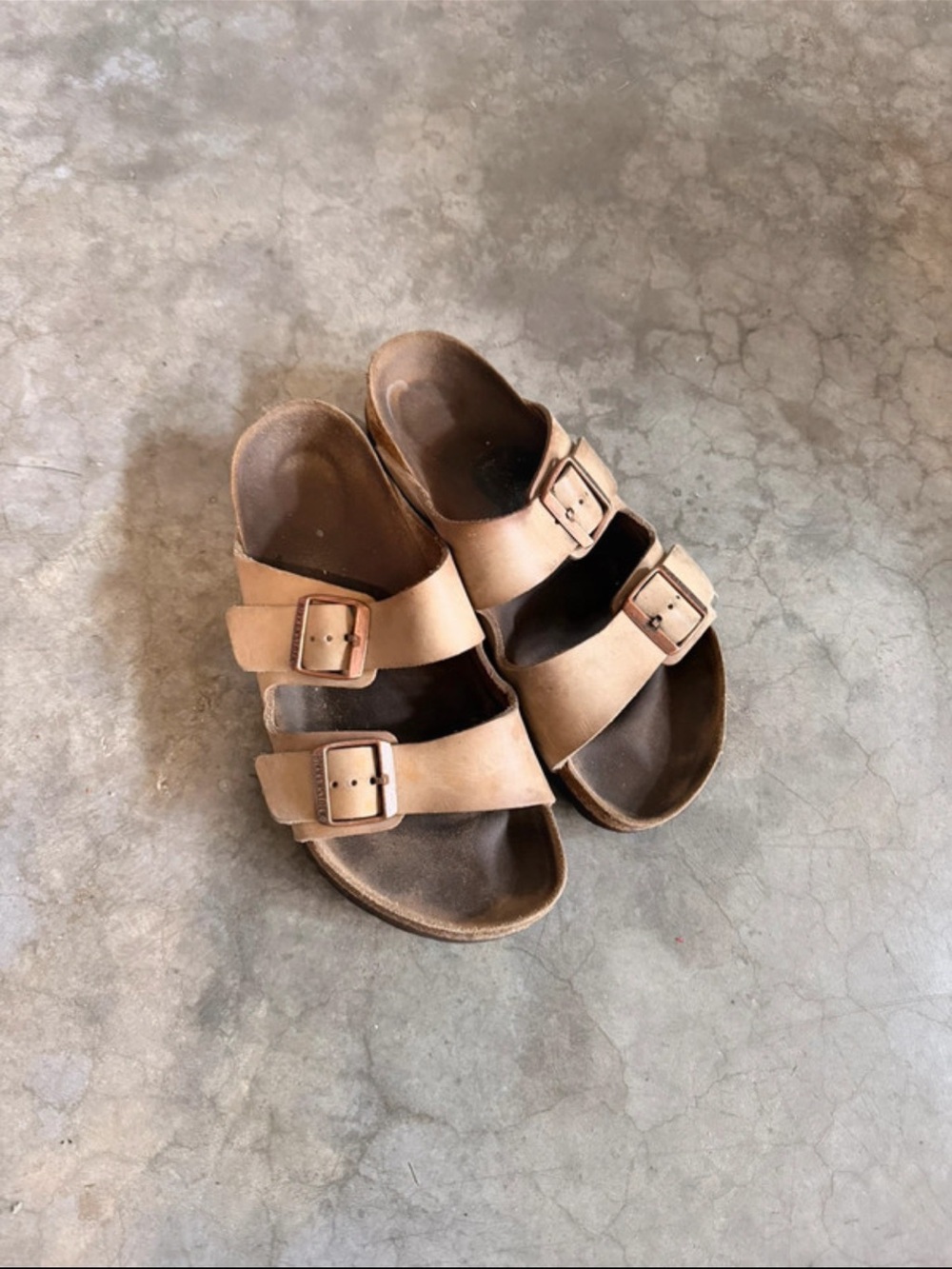 Women’s Birkenstock Double-Buckle Slide Sandals in Tan